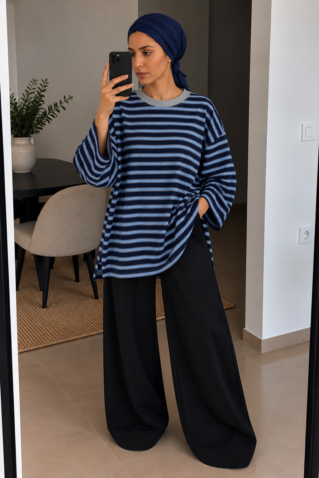 T-shirt Oversize Rayé – 95 % Coton 🤍
