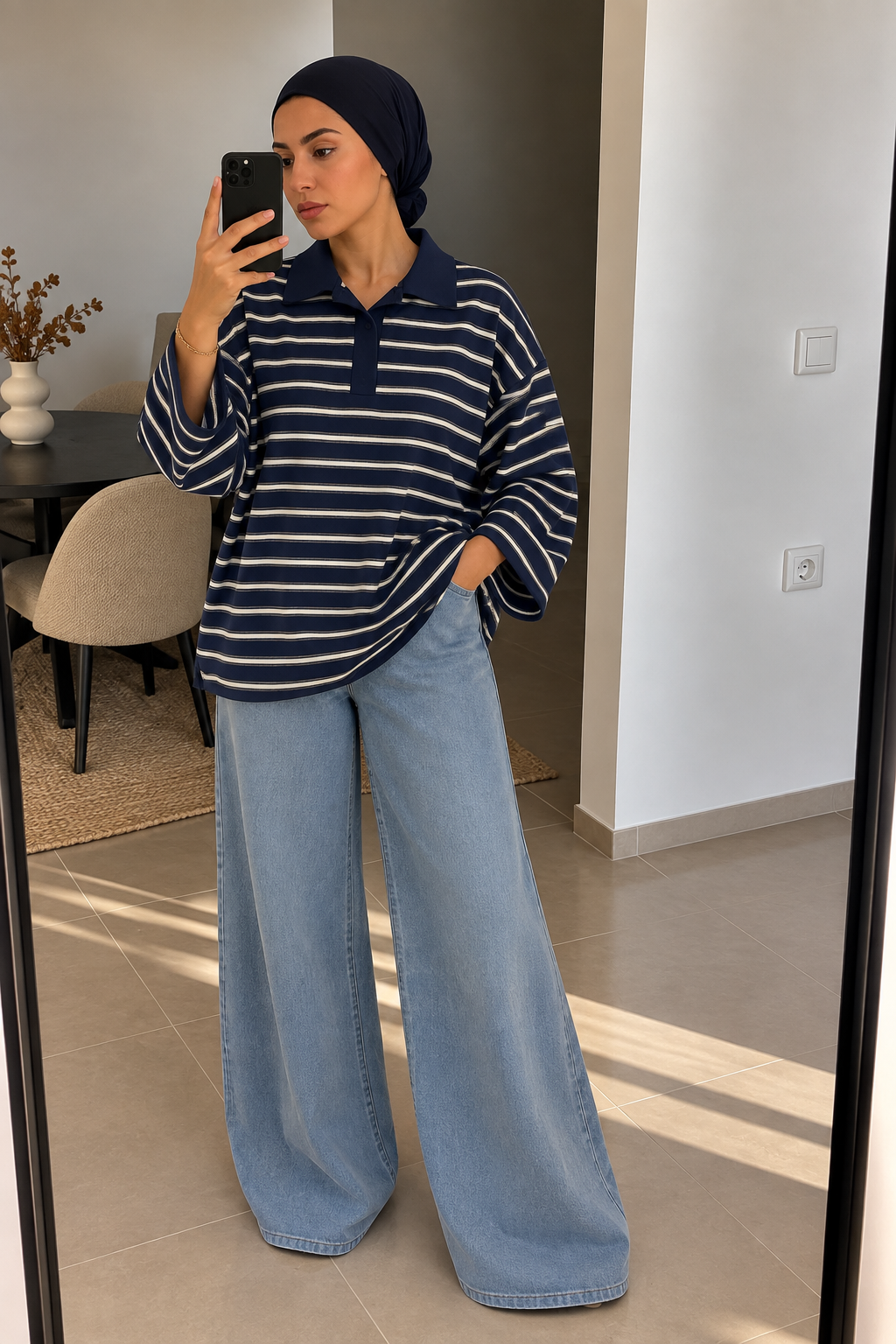 Polo Oversize Rayé – L’élégance décontractée