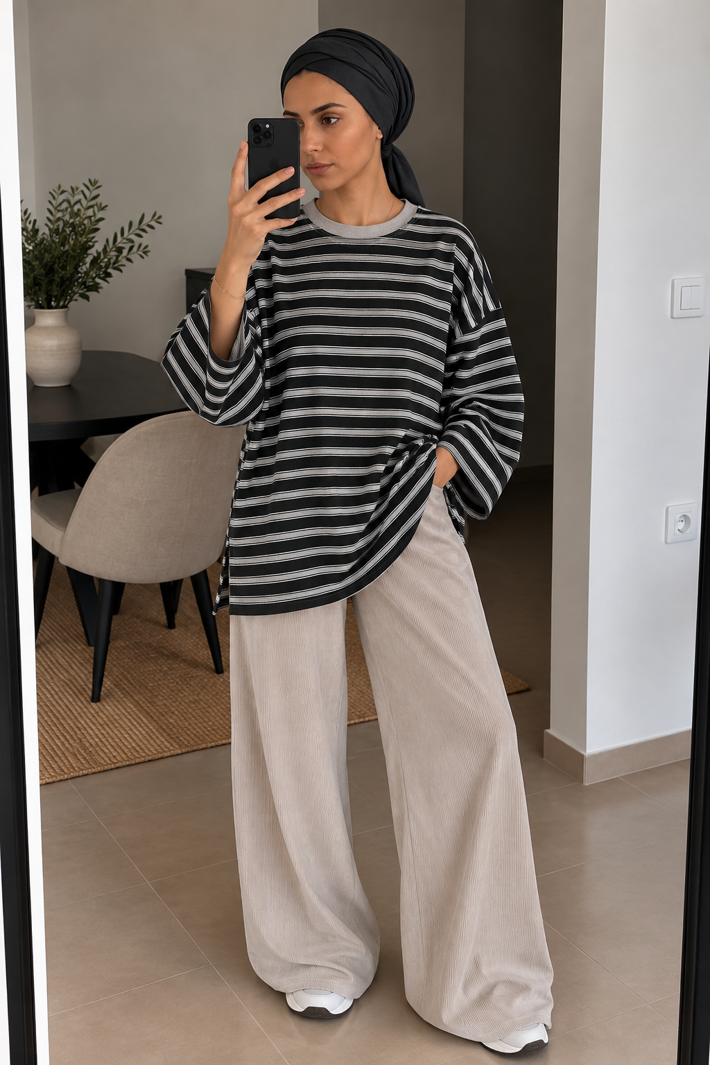 T-shirt Oversize Rayé – 95 % Coton 🤍