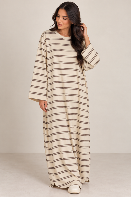 ROBE LONGUES A RAYURE