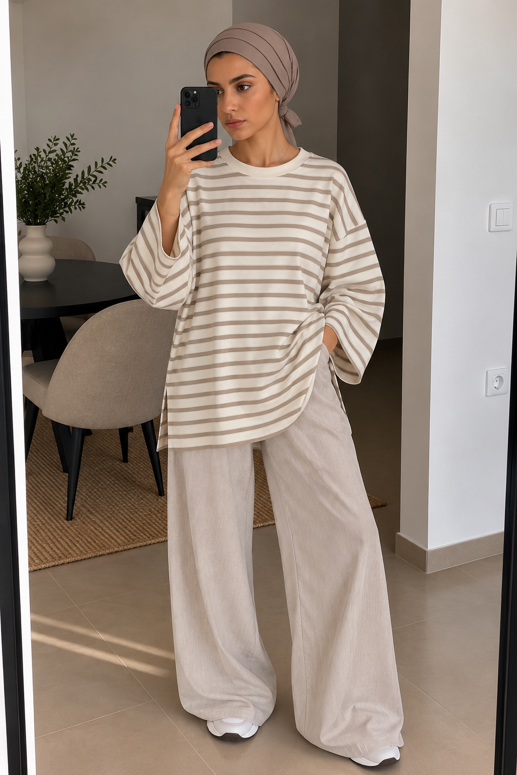 T-shirt Oversize Rayé – 95 % Coton 🤍