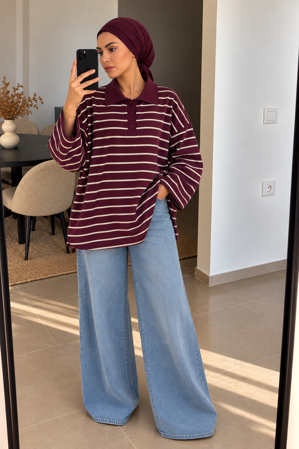 Polo Oversize Rayé – L’élégance décontractée