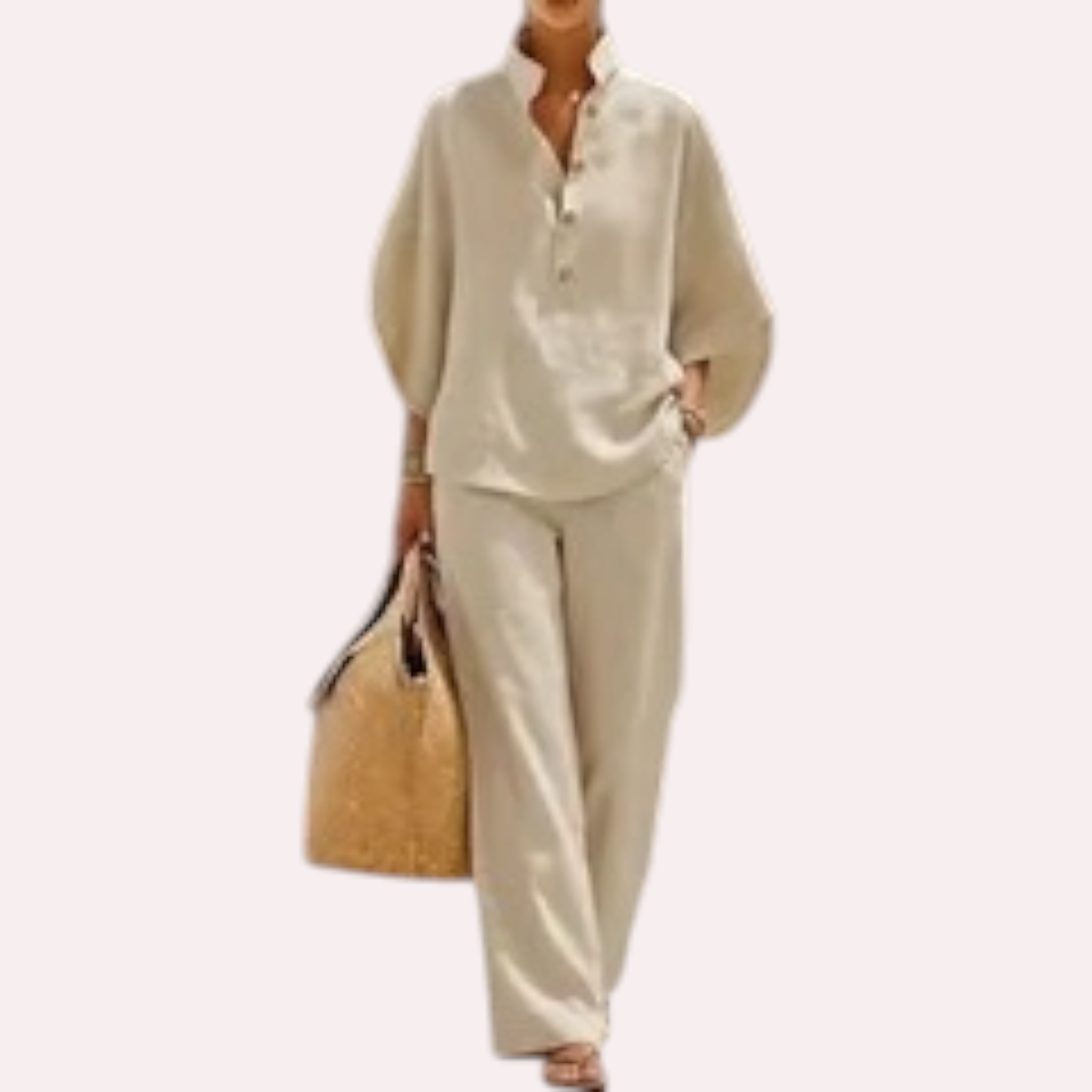 🌿 Ensemble Bohème Chic Femme – Chemise Fluide & Pantalon Large