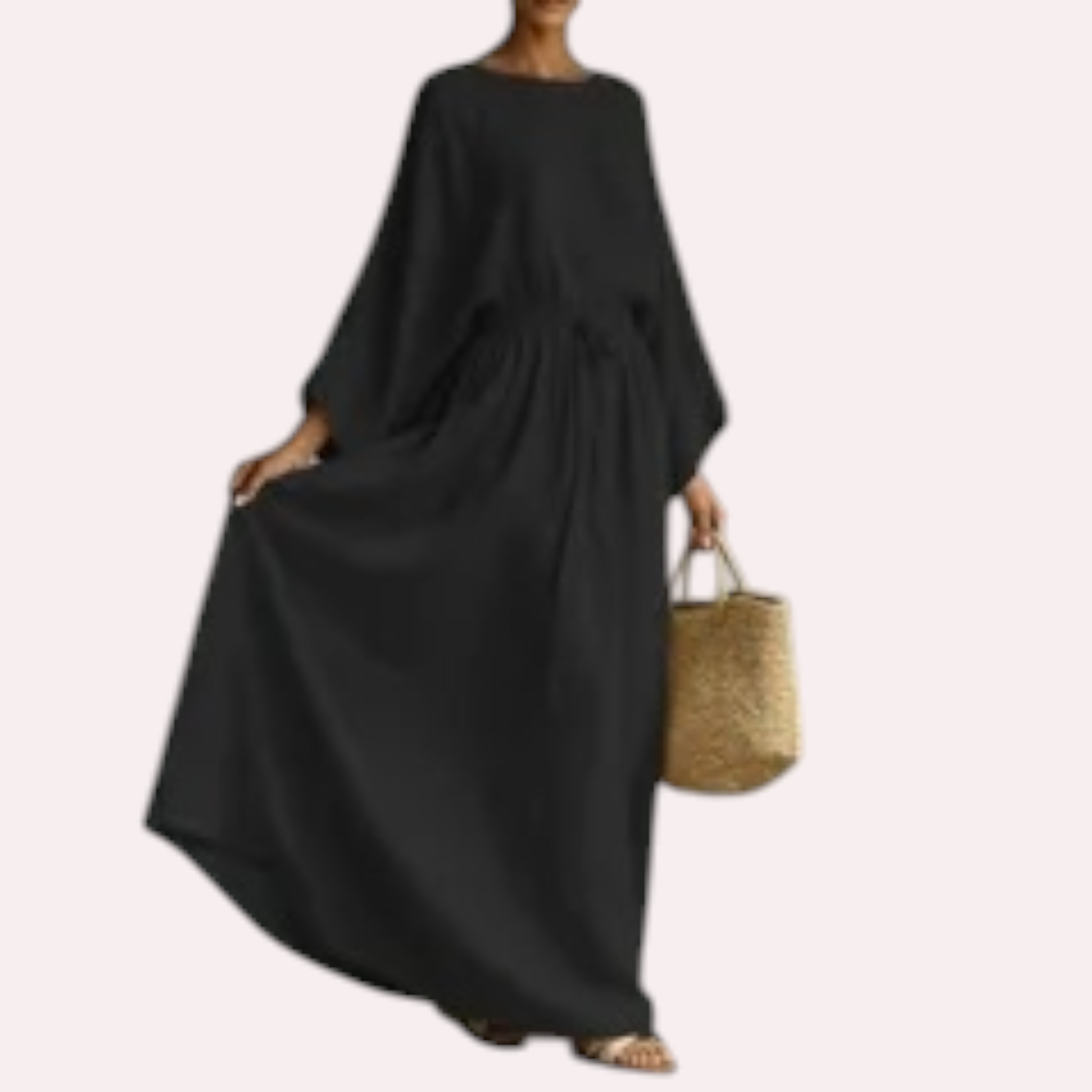 🌿 Robe Bohème Longue Fluide Femme – Manches Amples Élégantes