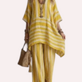 Ensemble Bohème Rayé 2 Pièces – Tunique Ample & Pantalon Fluide