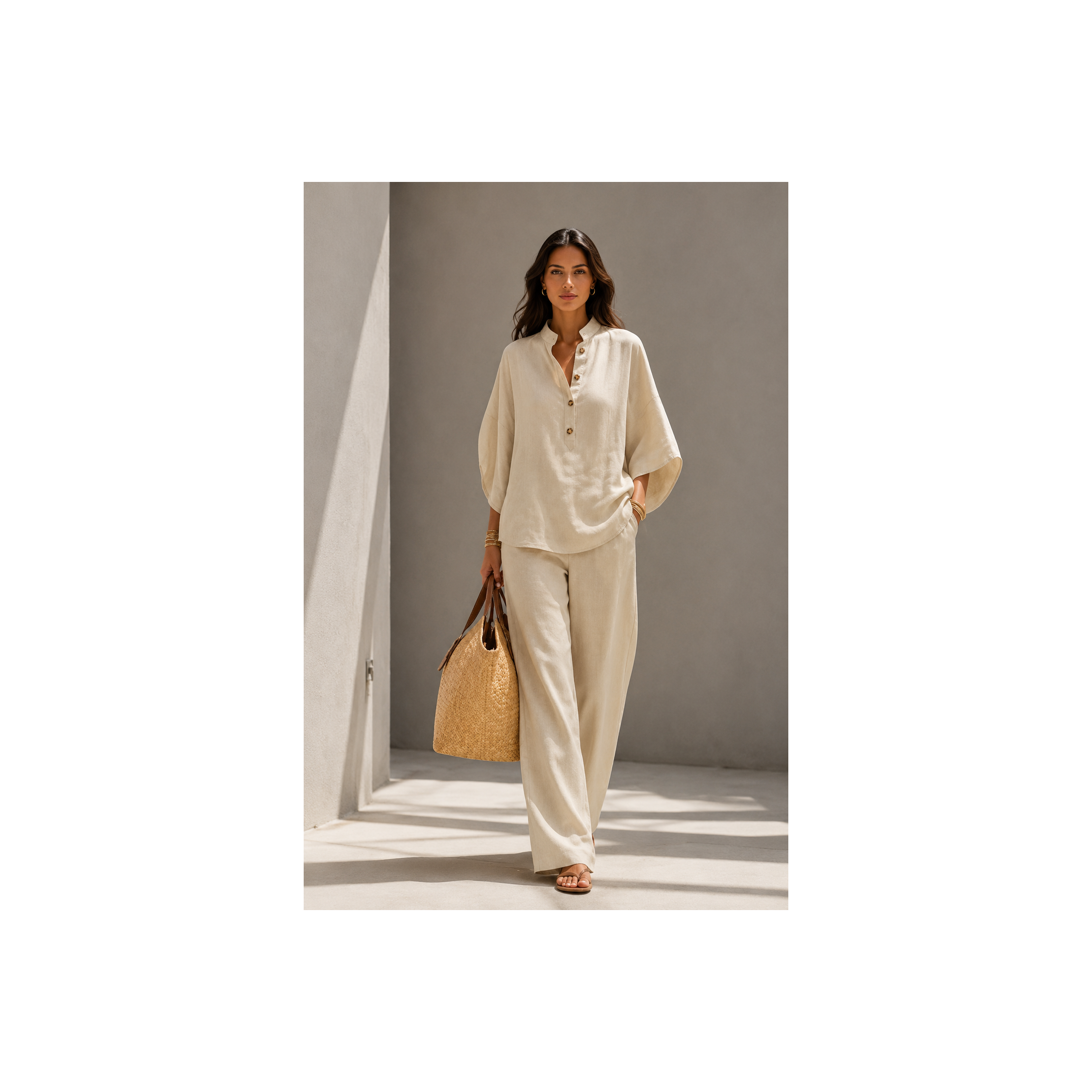 🌿 Ensemble Bohème Chic Femme – Chemise Fluide & Pantalon Large  (différents coloris)