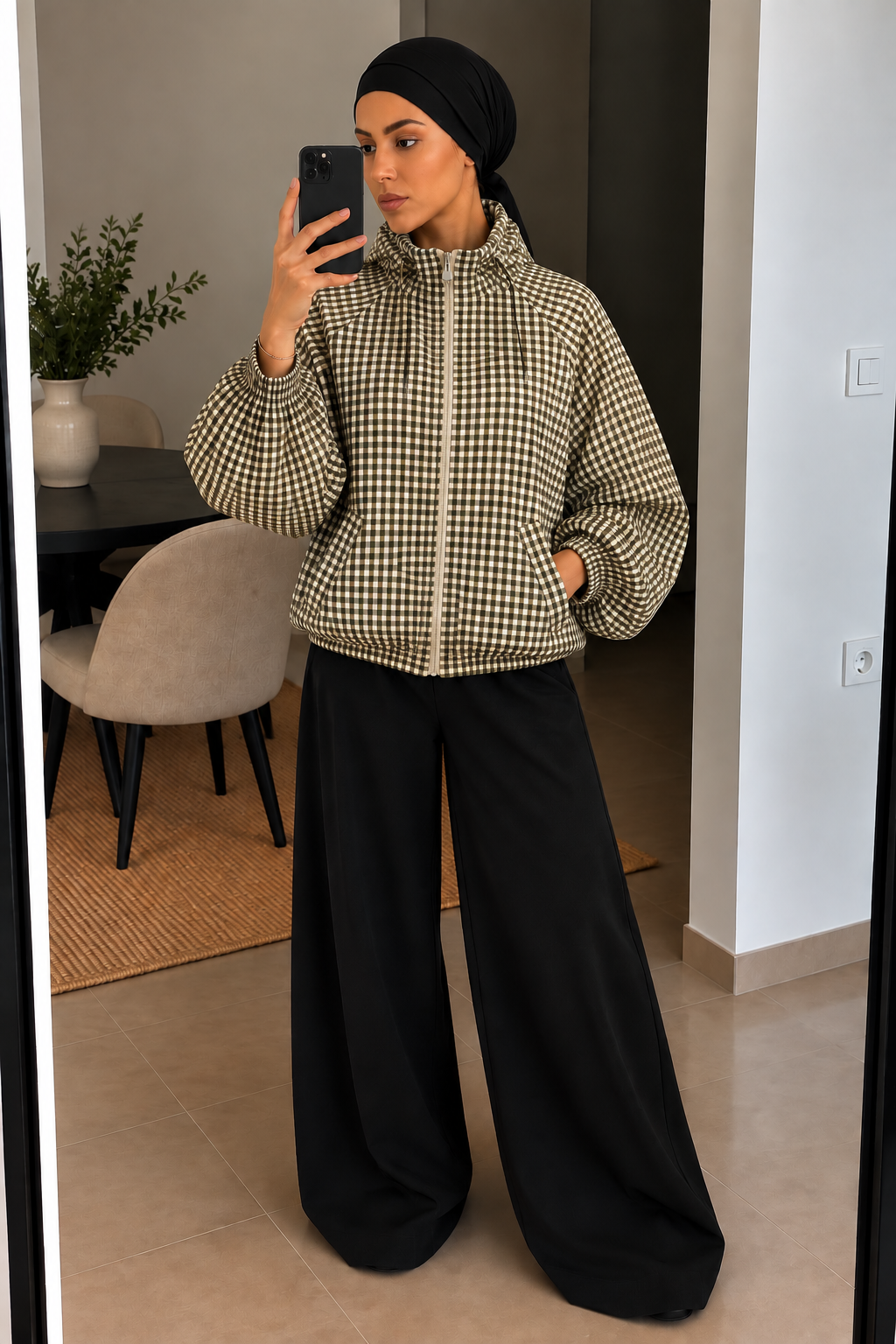 Veste légère à carreaux – Style Bomber
