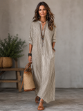 Robe Longue Bohème à Rayures – Élégance Naturelle