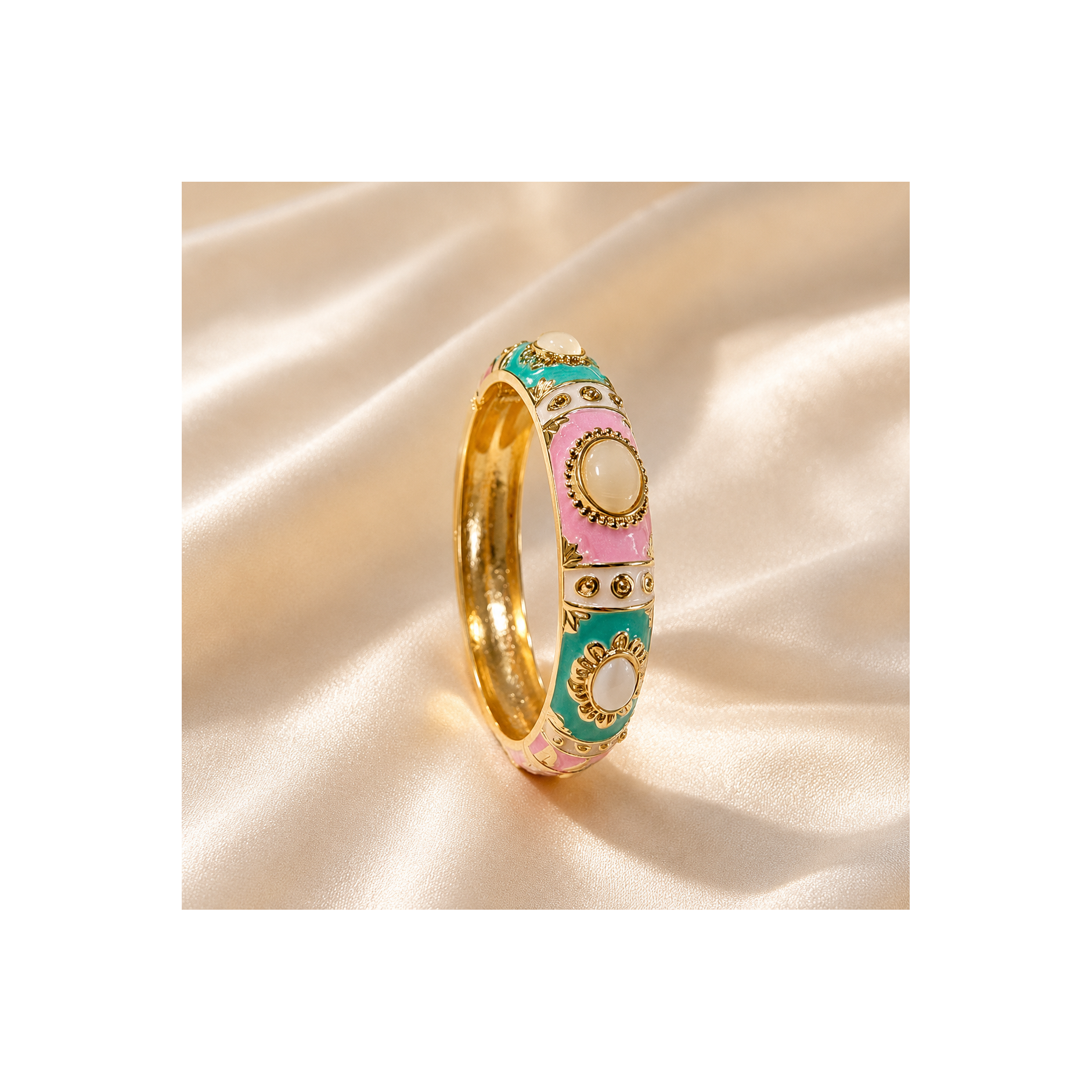 Bracelet Jonc Bohème Multicolore Œil de Chat