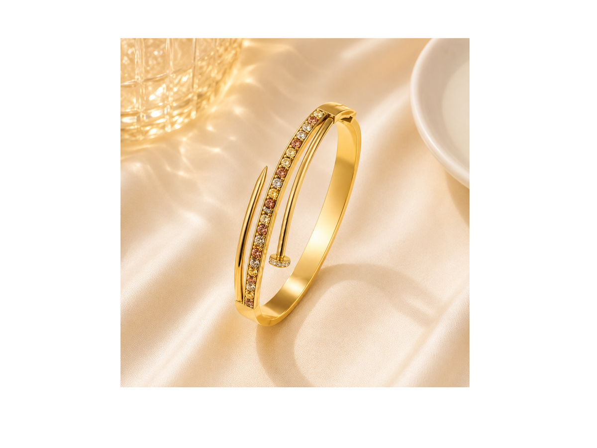 Bracelet Clou Cristal Doré