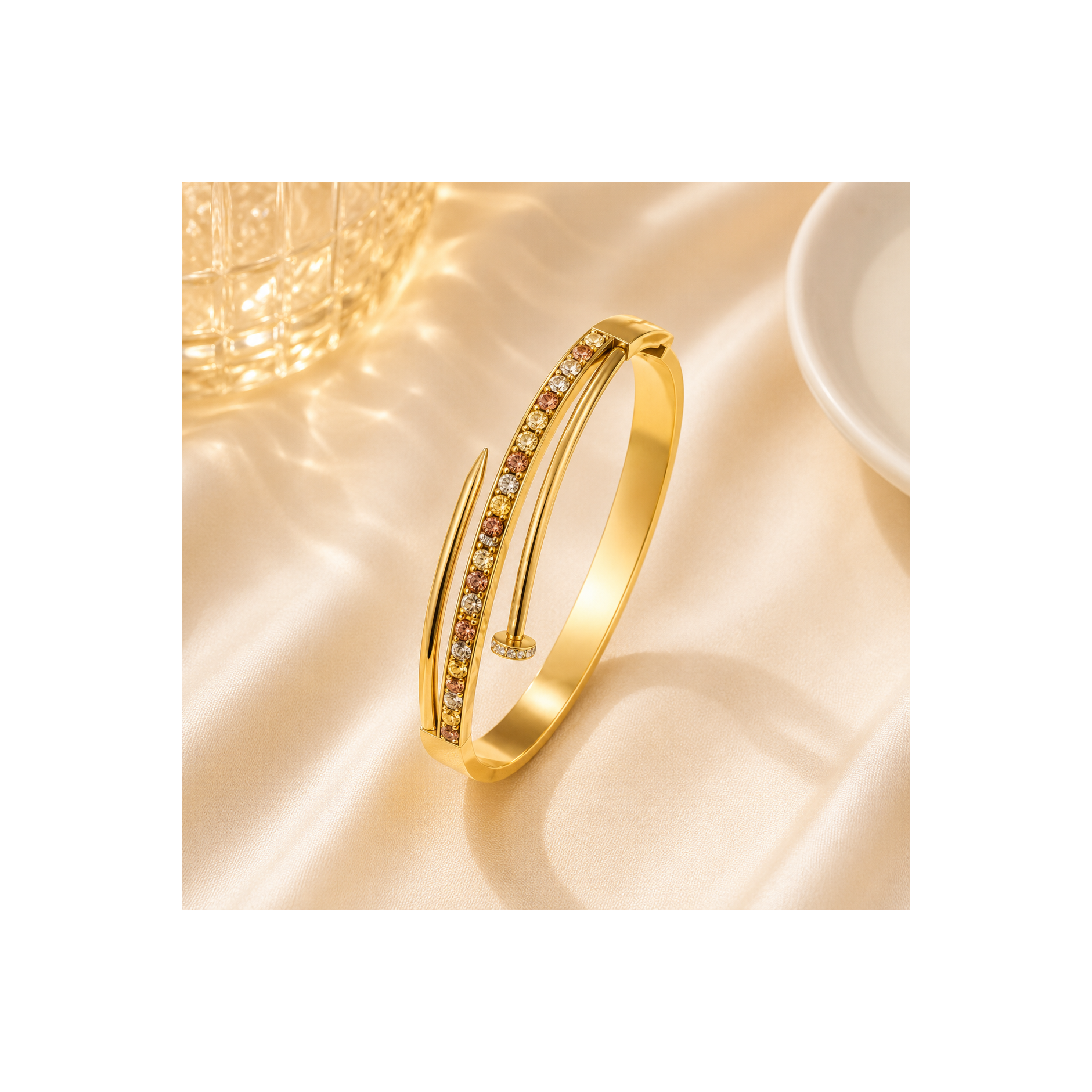 Bracelet Clou Cristal Doré