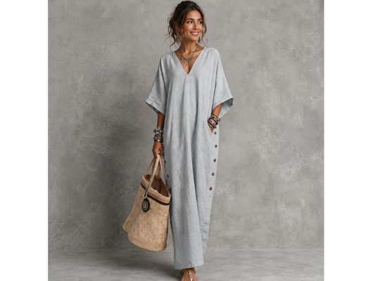 Robe Longue Élégance Col V