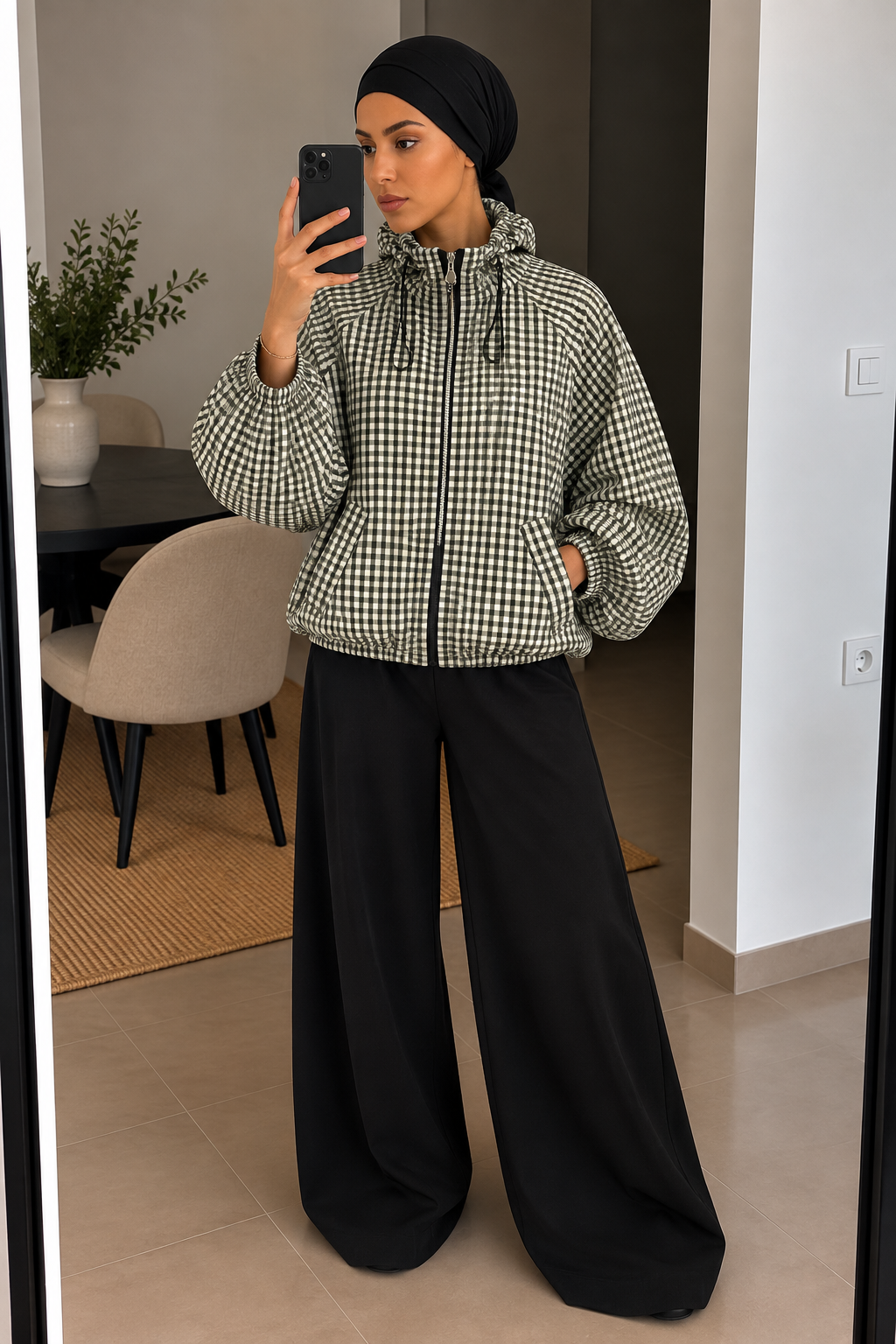 Veste légère à carreaux – Style Bomber
