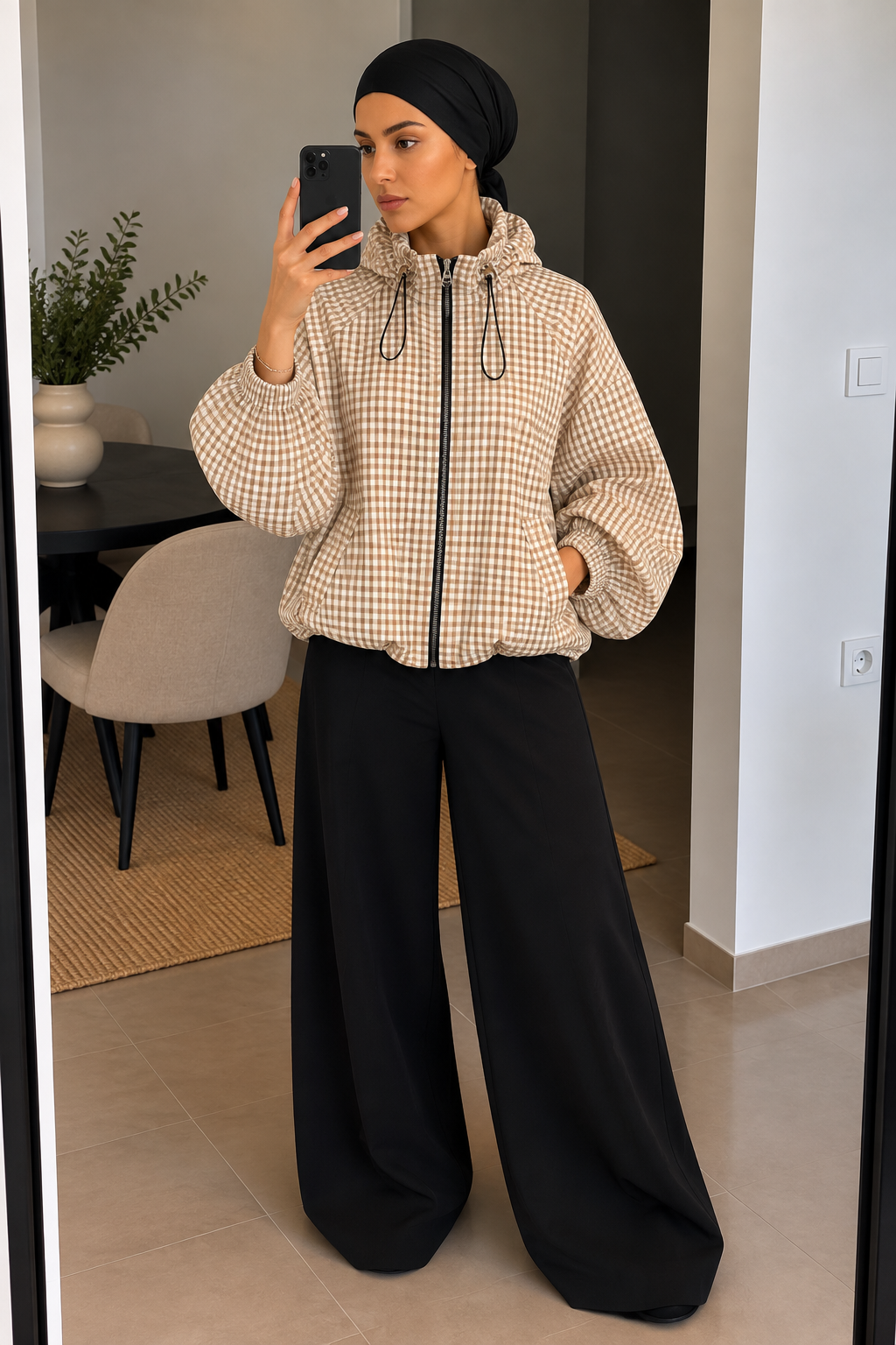 Veste légère à carreaux – Style Bomber