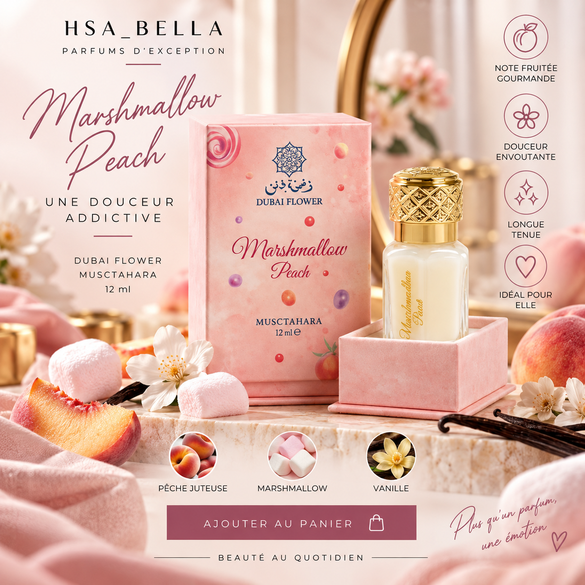 Musc Marshmallow Peach 12 ml - Dubai Flower